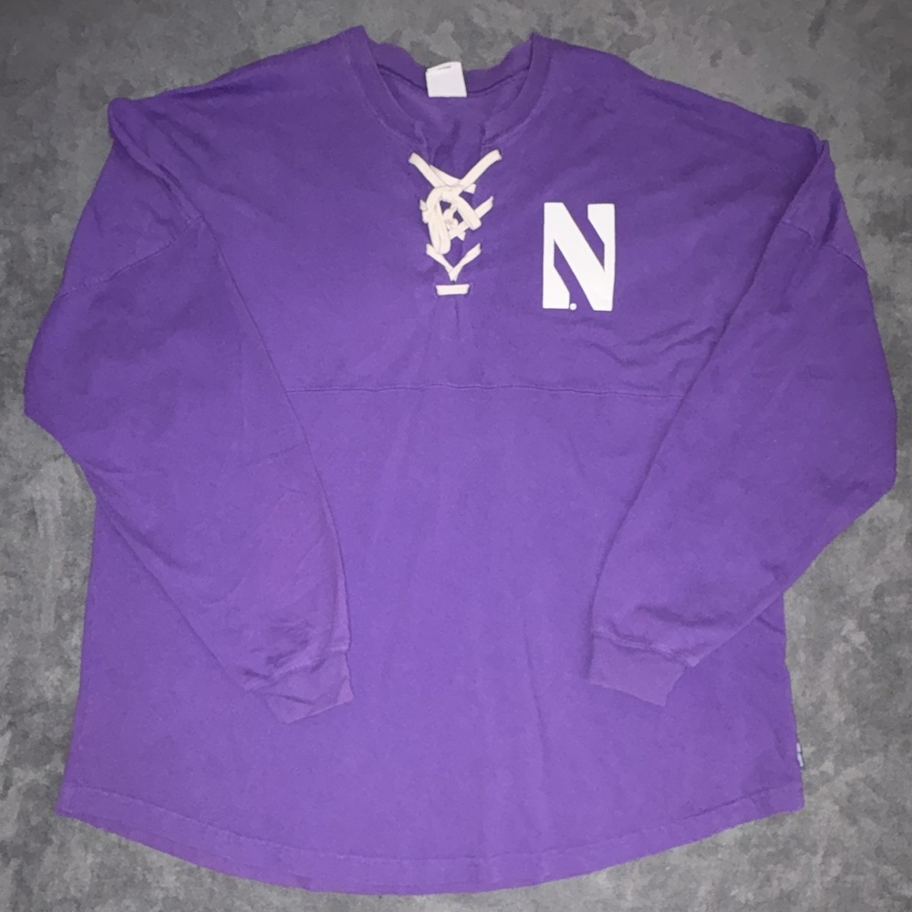 VTG 90'S Northwestern Wildcats Lace-Up Long Sleeve Shirt Men's XL 016
